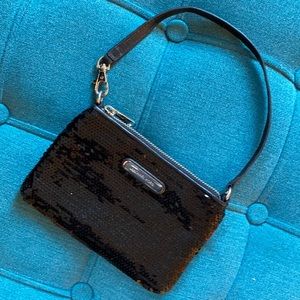 Michael Kors convertible wristlet, sequin/black leather